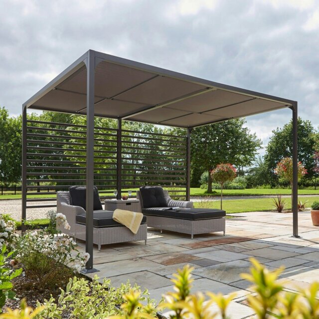 Rackhams Aluminium Pergola with Sliding Roof in Grey - 4m x 3m - image 1