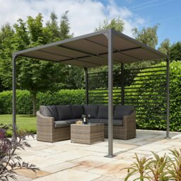 Rackhams Aluminium Pergola with Sliding Roof in Grey - 4m x 3m - thumbnail 3