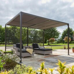 Rackhams Aluminium Pergola with Sliding Roof in Grey - 4m x 3m - thumbnail 1