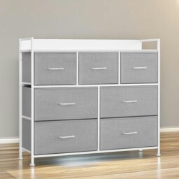 Rackhams Industrial Bedroom Chest With 7 Fabric Drawers Light Grey - thumbnail 4