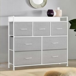 Rackhams Industrial Bedroom Chest With 7 Fabric Drawers Light Grey - thumbnail 5