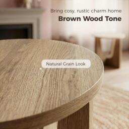 Rackhams Round Side Table, End Table with Curved Legs Coffee Wood Effect - 38 x 38 x 1.5 cm - MDF - 38 x 38 x 57 cm - thumbnail 5