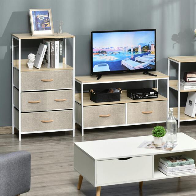 Rackhams 4 Drawer Storage Chest Unit Home w/ Shelves Home Living Bedroom Black - image 1
