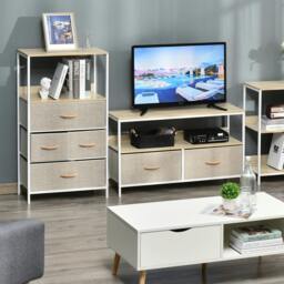 Rackhams 4 Drawer Storage Chest Unit Home w/ Shelves Home Living Bedroom Black - thumbnail 1