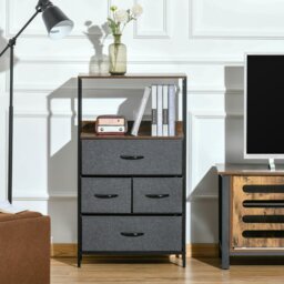 Rackhams 4 Drawer Storage Chest Unit Home w/ Shelves Home Living Bedroom Black - thumbnail 2