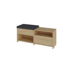 Rackhams Modern Filux Shoe Bench Rack Sliding Fabric Seat and 120.3(W) Storage Cabinet 2-Tier Open Shelves Hallway - Sandstone - thumbnail 3