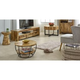 Rackhams Valor Mango Wooden Round Side Table Mushroom Style - 36x36x46 CM (LxDxH) - Wood - 1 - thumbnail 5