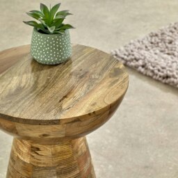 Rackhams Valor Mango Wooden Round Side Table Mushroom Style - 36x36x46 CM (LxDxH) - Wood - 1 - thumbnail 4