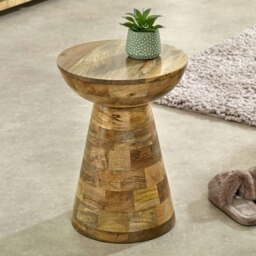 Rackhams Valor Mango Wooden Round Side Table Mushroom Style - 36x36x46 CM (LxDxH) - Wood - 1 - thumbnail 3