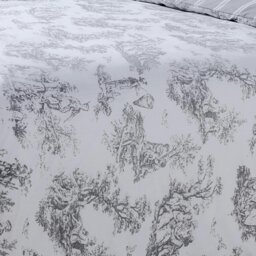 Rackhams Toille Printed Cotton Blend Duvet Cover and Pillowcase Set - Grey - Double - thumbnail 3