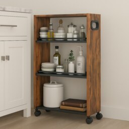 Rackhams Slim 4-Tier Rolling Kitchen Trolley with Lockable Wheels – Narrow Utility Cart for Small Spaces