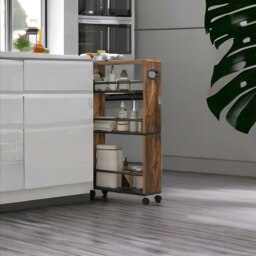 Rackhams Slim 4-Tier Rolling Kitchen Trolley with Lockable Wheels – Narrow Utility Cart for Small Spaces - thumbnail 2