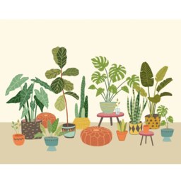 Rackhams Houseplant Pots Wall Mural - Natural - Large - W350cm x H280cm - thumbnail 2