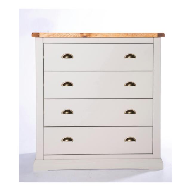 Rackhams Loreo 4 Drawer Chest of Drawers Brass Cup Handle - Light Grey - image 1