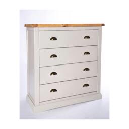 Rackhams Loreo 4 Drawer Chest of Drawers Brass Cup Handle - Light Grey - thumbnail 2