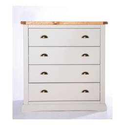 Rackhams Loreo 4 Drawer Chest of Drawers Brass Cup Handle - Light Grey