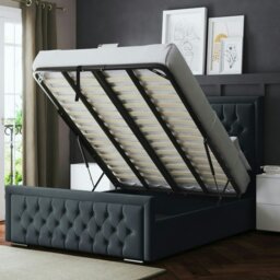 Rackhams Allegra Ottoman Bed with Upholstered Headboard - Grey (Steel) - Double / 4ft6 - thumbnail 5