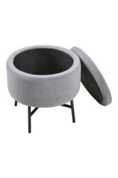 Rackhams Contemporary Velvet Storage Ottoman Footstool - Grey - thumbnail 5