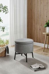 Rackhams Contemporary Velvet Storage Ottoman Footstool - Grey