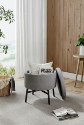 Rackhams Contemporary Velvet Storage Ottoman Footstool - Grey - thumbnail 2