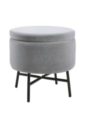 Rackhams Contemporary Velvet Storage Ottoman Footstool - Grey - thumbnail 3