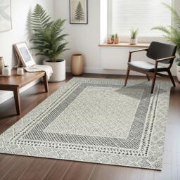 Rackhams Freud-Modern Ivory Black High Pile Rug - 160 x 213 cm - thumbnail 1