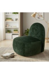 Rackhams Dark Green Modern Chenille Upholstered Lounge Chair - Dark Green - thumbnail 2