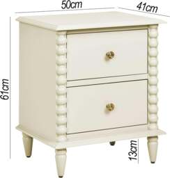 Rackhams Cromwell Bedside Table with Bobbin Design - Pale Olive, Green - thumbnail 3