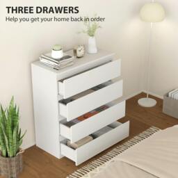 Rackhams Chest of Drawers, 4 Drawer Storage Cabinet Unit for Bedroom, White - thumbnail 5