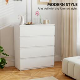 Rackhams Chest of Drawers, 4 Drawer Storage Cabinet Unit for Bedroom, White - thumbnail 4