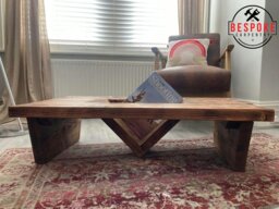 Rackhams Rustic Wooden Coffee Table with Magazine Holder - Length 100cm - Walnut