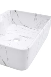 Rackhams Rectangular Marble Bathroom Vanity Vessel Sink - White - thumbnail 3