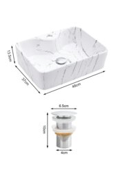 Rackhams Rectangular Marble Bathroom Vanity Vessel Sink - White - thumbnail 6