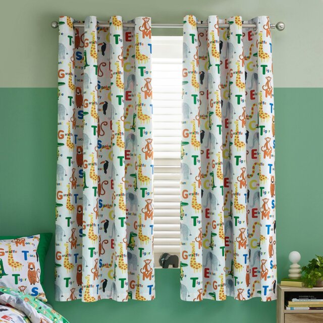 Rackhams Animal Magic Fully Reversible Eyelet Curtains Natural - 66 x 72 Inch - Natural - image 1