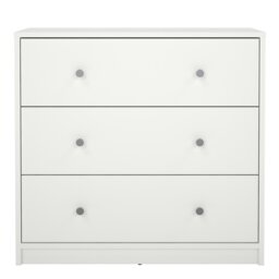 Rackhams May Chest of 3 Drawers in White - White - Matt - Melamine - thumbnail 2