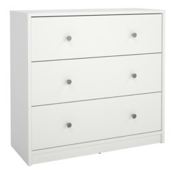 Rackhams May Chest of 3 Drawers in White - White - Matt - Melamine