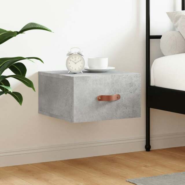 Rackhams Wall-mounted Bedside Cabinet Concrete Grey 35x35x20 cm - Grey - Engineered wood - image 1