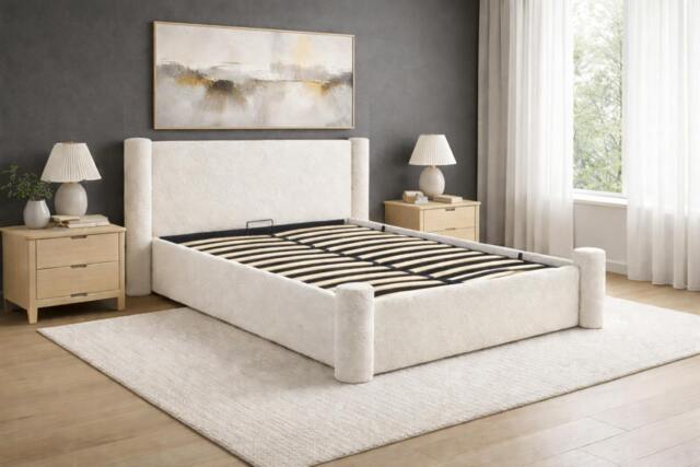 Rackhams Luxury Pillar Ottoman Storage Bed Frame with Gas Lift - Super King - image 1