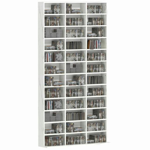 Rackhams CD Storage Unit with Adjustable Shelves, 102 x 195 cm, Marble Effect