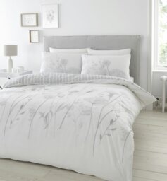 Rackhams Meadowsweet Floral Reversible Duvet Cover Set - White - Single