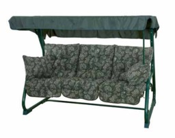Rackhams Pendulum 3 Seater Garden Hammock Swing with Cushions - Convertible Bed - Aspen Green Leaf - 190(L) x 160 (W) - thumbnail 1