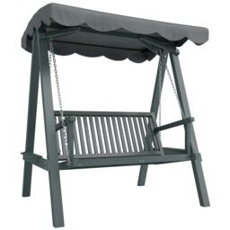 Rackhams 2 Seater Garden Swing Seat with Canopy, Outdoor Hammock Bench, Grey - Grey - 1 - Swing bench - thumbnail 2