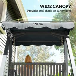 Rackhams 2 Seater Garden Swing Seat with Canopy, Outdoor Hammock Bench, Grey - Grey - 1 - Swing bench - thumbnail 4