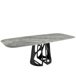 Rackhams Oval Barrel porcelain marble and black steel dining table 1136 - thumbnail 2