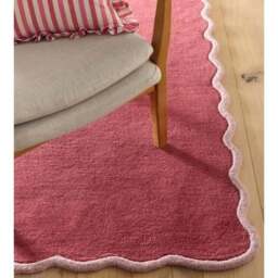 Rackhams Wool Scalloped Pink Rug Bordered Design - 160X230 cm - thumbnail 2