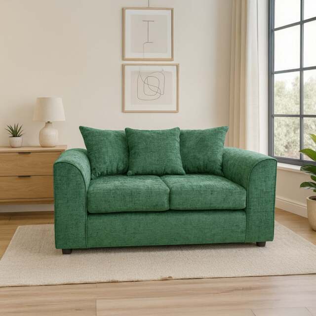 Rackhams Monaco Chenille Fabric 2 Seater Sofa - Green - image 1