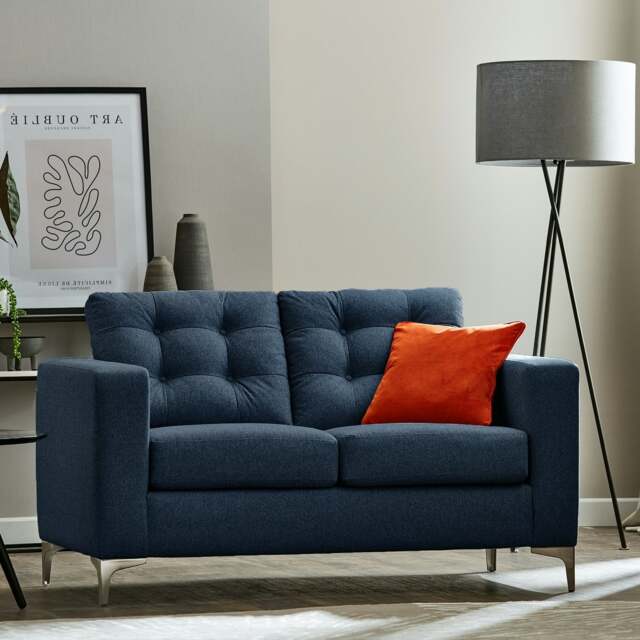 Rackhams Hackney Fabric 2 Seater Sofa - Sapphire Blue - image 1