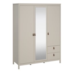 Rackhams Barcelona Wardrobe with 2 Doors + 1 Mirror Door + 2 Drawers in Cashmere - Beige - Malemine - 1 - thumbnail 1
