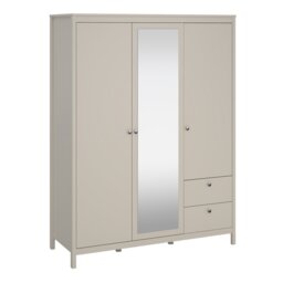 Rackhams Barcelona Wardrobe with 2 Doors + 1 Mirror Door + 2 Drawers in Cashmere - Beige - Malemine - 1 - thumbnail 2