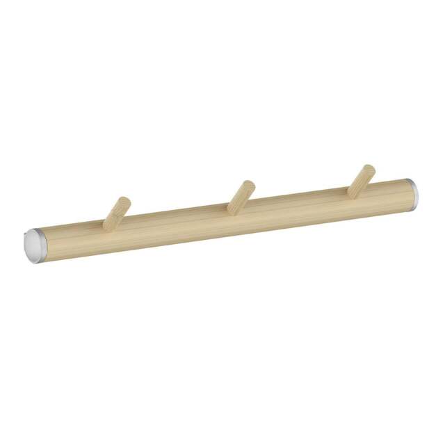 Rackhams Triple Hook Coat Rack in Matt Grey/Beech Wood, Width 220mm - image 1